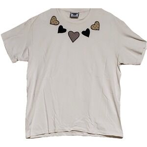 Vintage Heart T Shirt L Blue White Cottagecore Grandma 90s LEE Jeans Embroidered